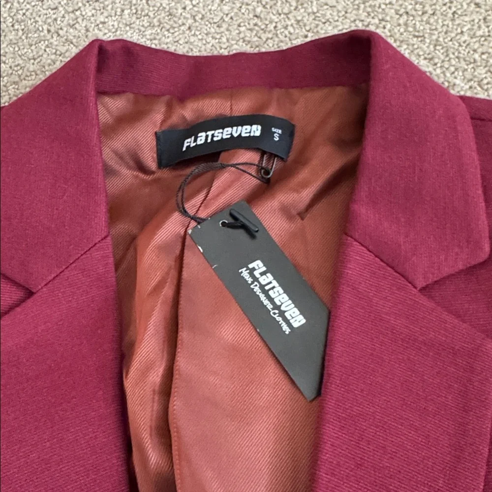 M114 NWT FlatSeven Classic Slim One Button Notched Lapel Suit Jacket‎ - Size: S
